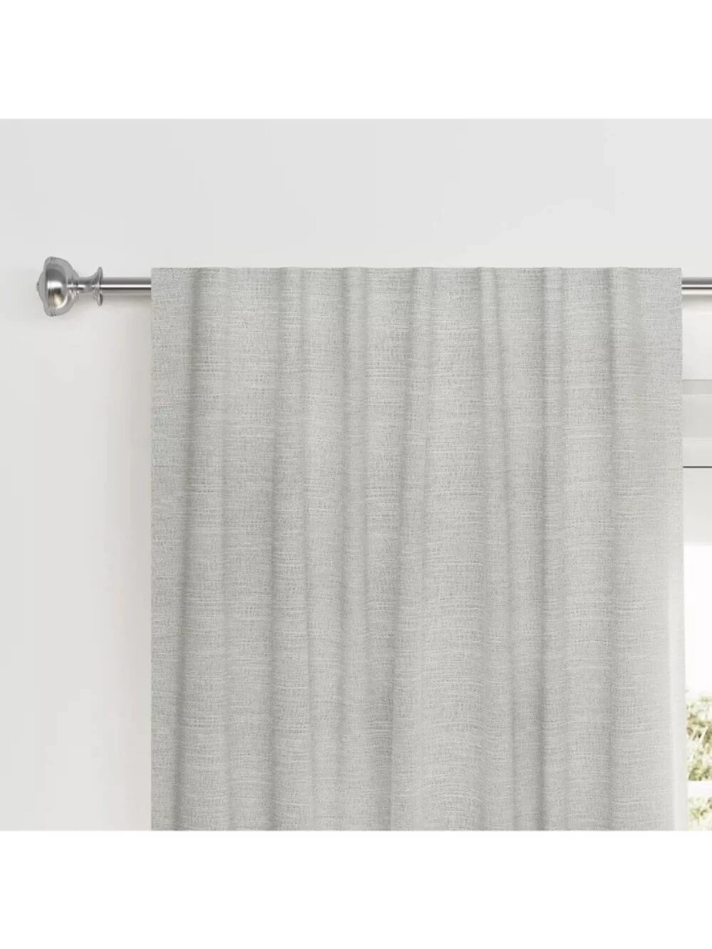 Threshold Light Gray Textural Overlay Single Blackout Curtain Panel 50